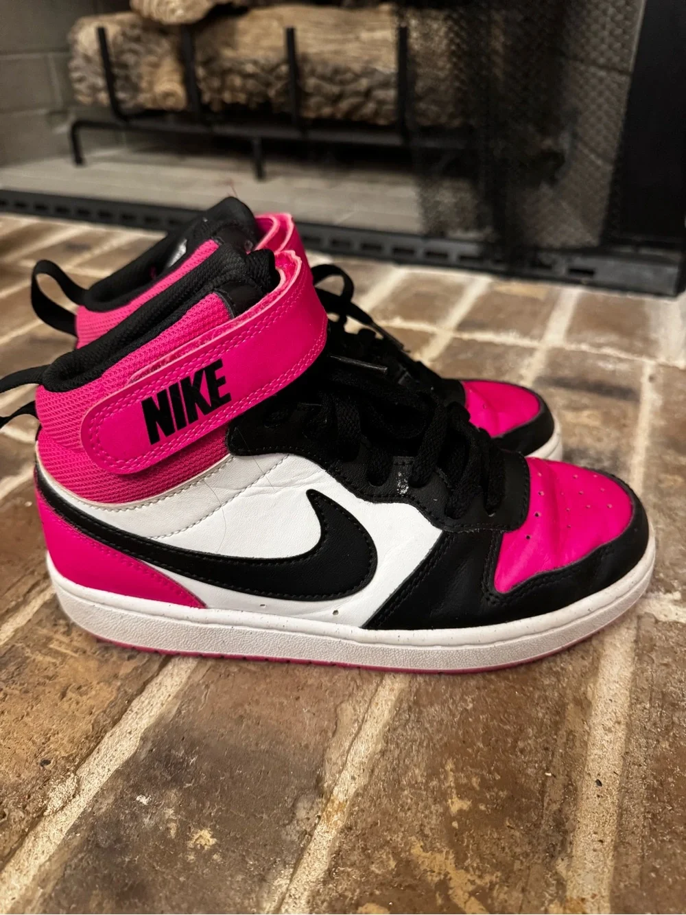 Nike Kids Hot Pink, Black & White High-Top Sneakers